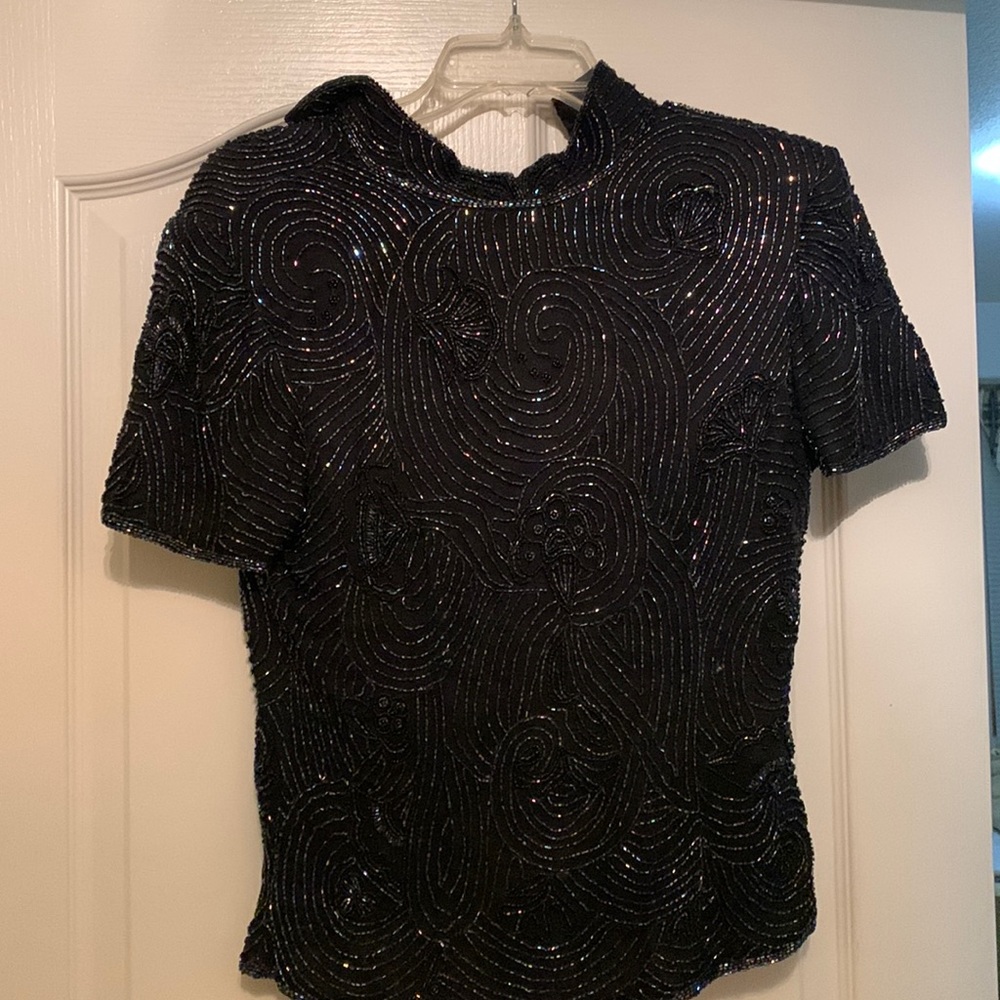 Evening Sequence Silk Blouse